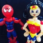 spiderman and wonder woman balloon models
